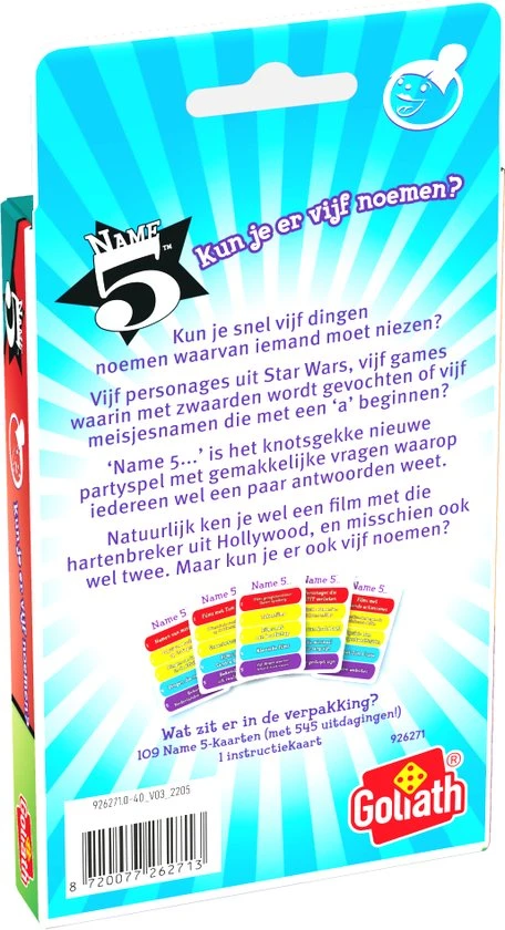 Goliath Name 5 Card Game - Kaartspel - Trivia - Kun Je Er Vijf Noemen 5 Goliath Name 5 Card Game - Kaartspel - Trivia - Kun Je Er Vijf Noemen - Afbeelding 3