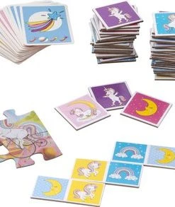 Grafix 4-in-1 Kaartspellen Voor Kinderen | Thema Unicorn | Kwartet - Memory - Domino - Puzzel | Denkspel | Spellen Voor Meisjes | Geschikt Voor Kinderen Vanaf 5 Jaar -LEERZAME SPELLEN Verkoopwinkel 550x293 2
