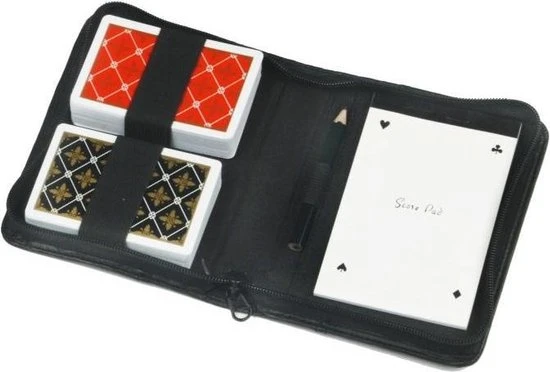 LONGFIELD 2 DECKS PLAYING CARDS NORMAL 4 INDEX IN PU LEATHER CASE WITH PENCIL AND SCOREBLOCK 3 LONGFIELD 2 DECKS PLAYING CARDS NORMAL 4 INDEX IN PU LEATHER CASE WITH PENCIL AND SCOREBLOCK