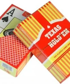 Texas Hold'em - Professionele 100% Plastic Pokerkaarten | 100% Waterdicht | Speelkaarten | Kaartspel | Poker | Officiële Afmetingen Van Pokerkaarten | Rood