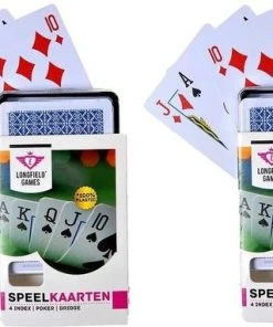 Longfield 2x Speelkaarten Plastic Poker/bridge/kaartspel In Bewaar Box - Kaartspellen - Speelkaarten - Pesten/pokeren