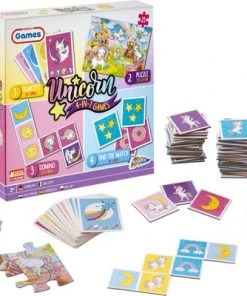Grafix 4-in-1 Kaartspellen Voor Kinderen | Thema Unicorn | Kwartet - Memory - Domino - Puzzel | Denkspel | Spellen Voor Meisjes | Geschikt Voor Kinderen Vanaf 5 Jaar -LEERZAME SPELLEN Verkoopwinkel 550x400 3