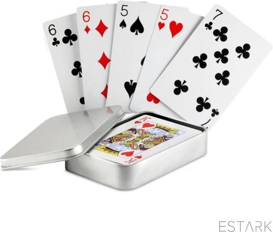 ESTARK Luxe Speelkaarten In Metal BOX - Plastic Coating - Poker Kaarten - Kaartspel - Spelkaarten - Spel Kaart - 56 Kaarten - Gezelschapsspel - Spelen - Playing Cards - In Blik 10 ESTARK Luxe Speelkaarten In Metal BOX - Plastic Coating - Poker Kaarten - Kaartspel - Spelkaarten - Spel Kaart - 56 Kaarten - Gezelschapsspel - Spelen - Playing Cards - In Blik - Afbeelding 8