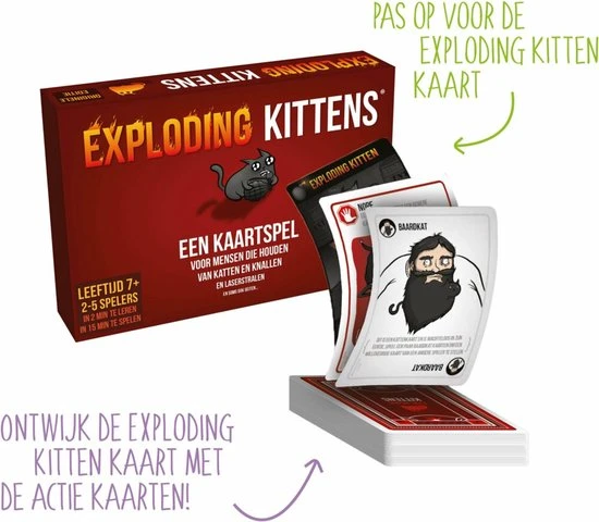 Exploding Kittens Originele Editie - Nederlandstalig Kaartspel 5 Exploding Kittens Originele Editie - Nederlandstalig Kaartspel - Afbeelding 3