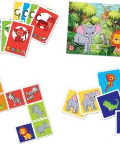 Grafix 4-in-1 Kaartspellen Voor Kinderen | Thema Jungle | Kwartet - Memory - Domino - Puzzel | Denkspel | Geschikt Voor Kinderen Vanaf 5 Jaar -LEERZAME SPELLEN Verkoopwinkel 550x481 7