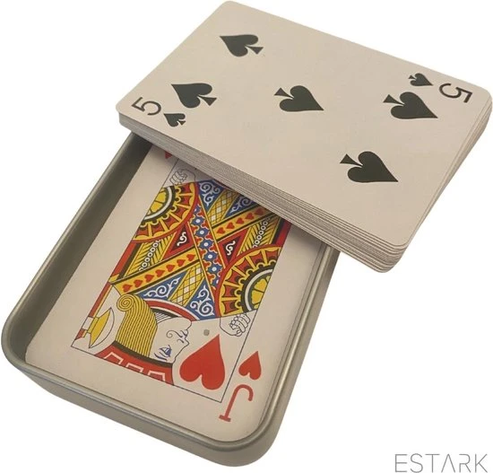 ESTARK Luxe Speelkaarten In Metal BOX - Plastic Coating - Poker Kaarten - Kaartspel - Spelkaarten - Spel Kaart - 56 Kaarten - Gezelschapsspel - Spelen - Playing Cards - In Blik 12 ESTARK Luxe Speelkaarten In Metal BOX - Plastic Coating - Poker Kaarten - Kaartspel - Spelkaarten - Spel Kaart - 56 Kaarten - Gezelschapsspel - Spelen - Playing Cards - In Blik - Afbeelding 10