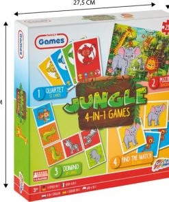 Grafix 4-in-1 Kaartspellen Voor Kinderen | Thema Jungle | Kwartet - Memory - Domino - Puzzel | Denkspel | Geschikt Voor Kinderen Vanaf 5 Jaar -LEERZAME SPELLEN Verkoopwinkel 550x536 6