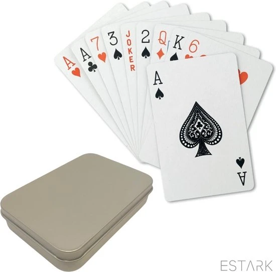 ESTARK Luxe Speelkaarten In Metal BOX - Plastic Coating - Poker Kaarten - Kaartspel - Spelkaarten - Spel Kaart - 56 Kaarten - Gezelschapsspel - Spelen - Playing Cards - In Blik 3 ESTARK Luxe Speelkaarten In Metal BOX - Plastic Coating - Poker Kaarten - Kaartspel - Spelkaarten - Spel Kaart - 56 Kaarten - Gezelschapsspel - Spelen - Playing Cards - In Blik