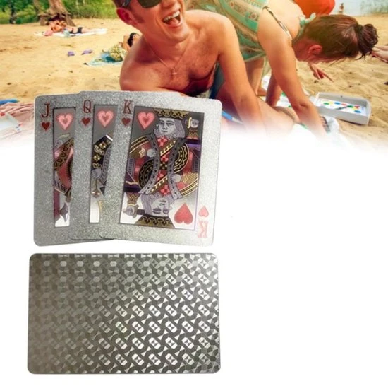 Merkloos Waterdichte Speelkaarten Zilver - Kaarten - Waterbestendig - Poker - Blackjack - Patience - Spelletjes - Kaarten Truukjes - Outdoor - Kaarten Set - Plastic Zilverfolie 5 Merkloos Waterdichte Speelkaarten Zilver - Kaarten - Waterbestendig - Poker - Blackjack - Patience - Spelletjes - Kaarten Truukjes - Outdoor - Kaarten Set - Plastic Zilverfolie - Afbeelding 3
