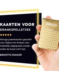 2BEFUN Waterdichte Kaarten - Goud - Luxe Kaartspel - Speelkaarten - Pokerkaarten - Drankspel - Ook Geschikt Als Kerst Cadeau Voor Man En Vrouw, Voor Grote Kinderen, Sinterklaas Schoencadeautjes - Cadeautjes -LEERZAME SPELLEN Verkoopwinkel 550x550 127