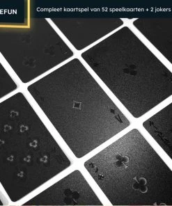 2BEFUN Waterdichte Kaarten - Zwart - Luxe Kaartspel - Speelkaarten - Pokerkaarten - Drankspel - Ook Geschikt Als Kerst Cadeau Voor Man En Vrouw, Voor Grote Kinderen Of Sinterklaas Schoencadeautjes - Cadeautjes -LEERZAME SPELLEN Verkoopwinkel 550x550 216