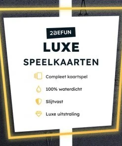 2BEFUN Waterdichte Kaarten - Zwart - Luxe Kaartspel - Speelkaarten - Pokerkaarten - Drankspel - Ook Geschikt Als Kerst Cadeau Voor Man En Vrouw, Voor Grote Kinderen Of Sinterklaas Schoencadeautjes - Cadeautjes -LEERZAME SPELLEN Verkoopwinkel 550x550 218
