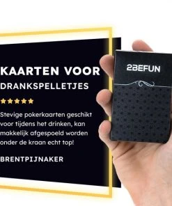2BEFUN Waterdichte Kaarten - Zwart - Luxe Kaartspel - Speelkaarten - Pokerkaarten - Drankspel - Ook Geschikt Als Kerst Cadeau Voor Man En Vrouw, Voor Grote Kinderen Of Sinterklaas Schoencadeautjes - Cadeautjes -LEERZAME SPELLEN Verkoopwinkel 550x550 220