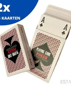 ESTARK Luxe Speelkaarten - 2 Sets - Plastic Coating - Poker Kaarten - Kaartspel - Spelkaarten - Spel Kaart - 2 X 56 - Gezelschapsspel - Spelen - Playing Cards - Cijfer In Alle 4 De Hoeken - 2 STUKS -LEERZAME SPELLEN Verkoopwinkel 550x550 400