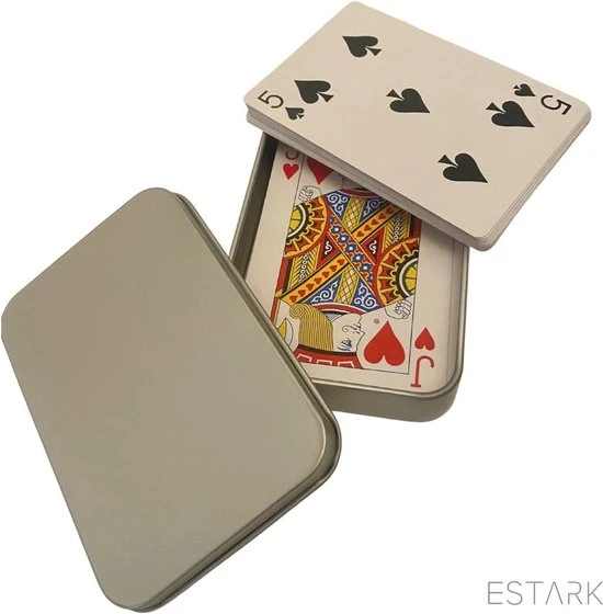 ESTARK Luxe Speelkaarten In Metal BOX - Plastic Coating - Poker Kaarten - Kaartspel - Spelkaarten - Spel Kaart - 56 Kaarten - Gezelschapsspel - Spelen - Playing Cards - In Blik 13 ESTARK Luxe Speelkaarten In Metal BOX - Plastic Coating - Poker Kaarten - Kaartspel - Spelkaarten - Spel Kaart - 56 Kaarten - Gezelschapsspel - Spelen - Playing Cards - In Blik - Afbeelding 11