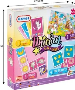 Grafix 4-in-1 Kaartspellen Voor Kinderen | Thema Unicorn | Kwartet - Memory - Domino - Puzzel | Denkspel | Spellen Voor Meisjes | Geschikt Voor Kinderen Vanaf 5 Jaar -LEERZAME SPELLEN Verkoopwinkel 550x565 6