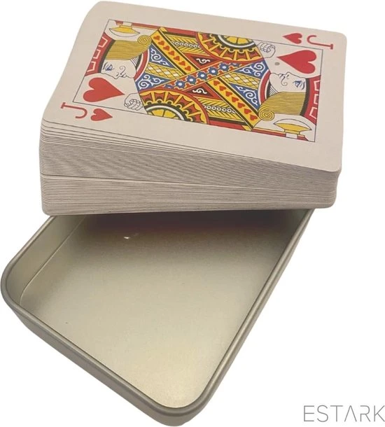 ESTARK Luxe Speelkaarten In Metal BOX - Plastic Coating - Poker Kaarten - Kaartspel - Spelkaarten - Spel Kaart - 56 Kaarten - Gezelschapsspel - Spelen - Playing Cards - In Blik 6 ESTARK Luxe Speelkaarten In Metal BOX - Plastic Coating - Poker Kaarten - Kaartspel - Spelkaarten - Spel Kaart - 56 Kaarten - Gezelschapsspel - Spelen - Playing Cards - In Blik - Afbeelding 4