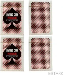 ESTARK Luxe Speelkaarten - 4 Sets - Plastic Coating - Poker Kaarten - Kaartspel - Spelkaarten - Spel Kaart - 4 X 56 - Gezelschapsspel - Spelen - Playing Cards - Cijfer In Alle 4 De Hoeken - 4 STUKS