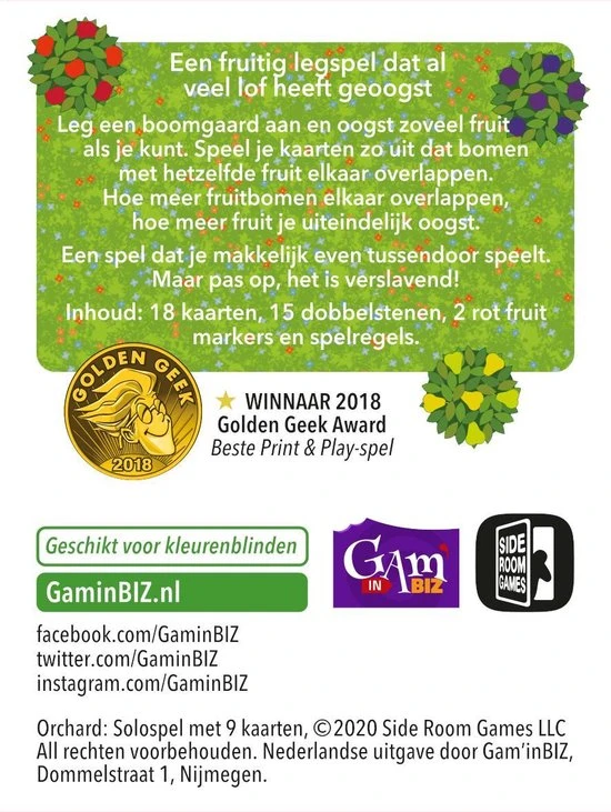 Gam'inBIZ Orchard: Solospel Met 9 Kaarten - Kaartspel - Solitaire 5 Gam'inBIZ Orchard: Solospel Met 9 Kaarten - Kaartspel - Solitaire - Afbeelding 3