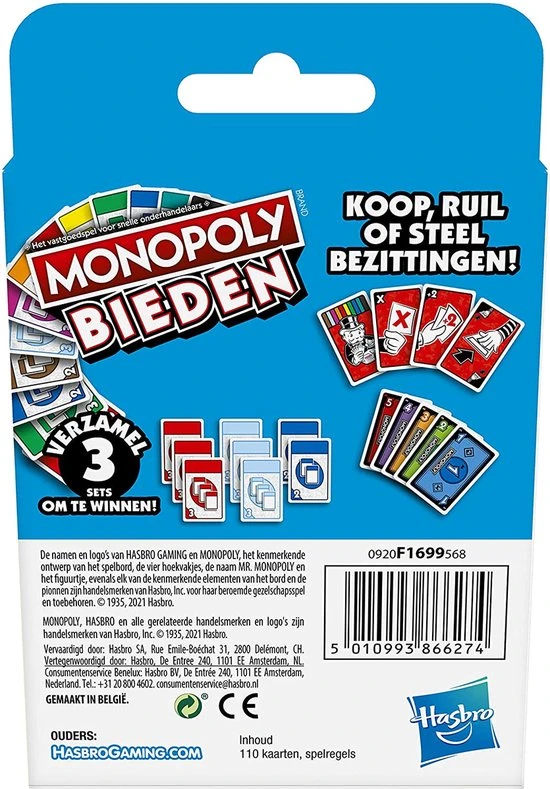 Monopoly Bieden - Kaartspel 5 Monopoly Bieden - Kaartspel - Afbeelding 3