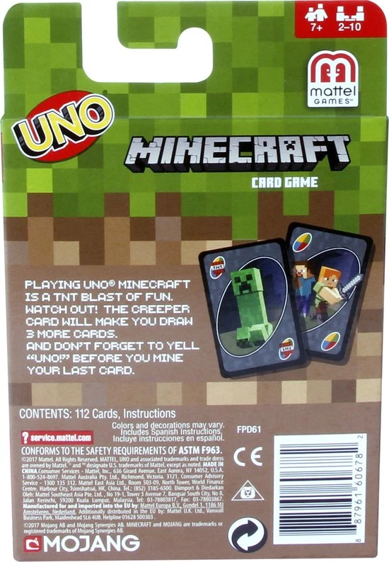 Mattel Games UNO Minecraft - Kaartspel 12 Mattel Games UNO Minecraft - Kaartspel - Afbeelding 10